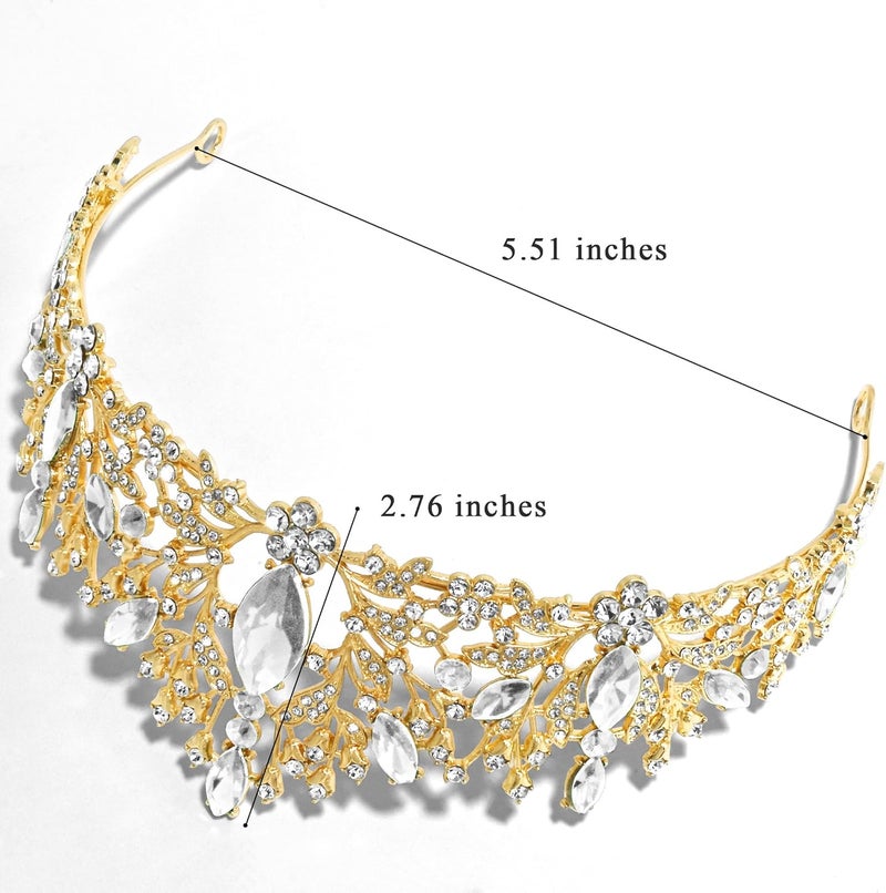 TAROSE Crowns for Women, Queen Crystal Gold Silver Tiaras with White Rhinestone and Combs, Goddess Crown for Wedding Bride Birthday Princess Bridal Shower Hair Accessories for Women - Image 4